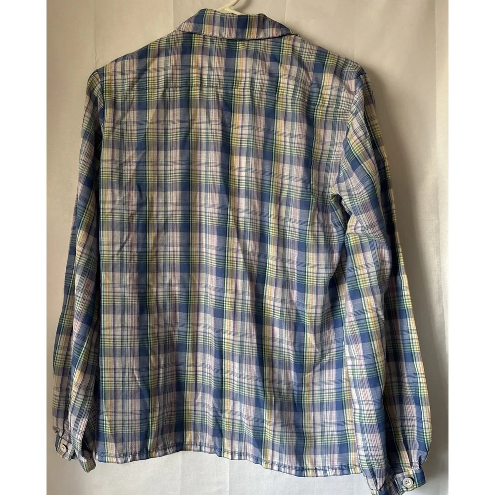 Blue and white plaid button-up shirt casual‎ Unbranded Vintage S/M